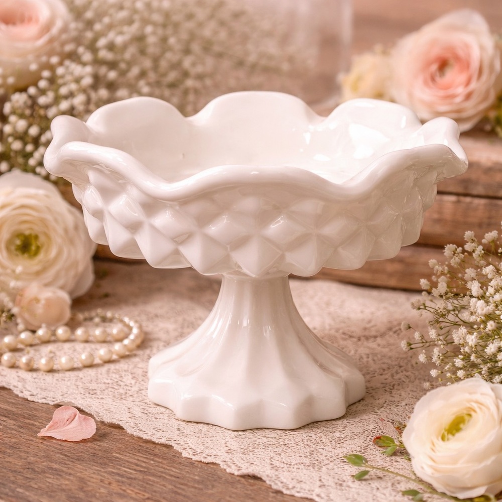 Westomoreland Round Milk Glass Pedestal Small‎ Bowl
